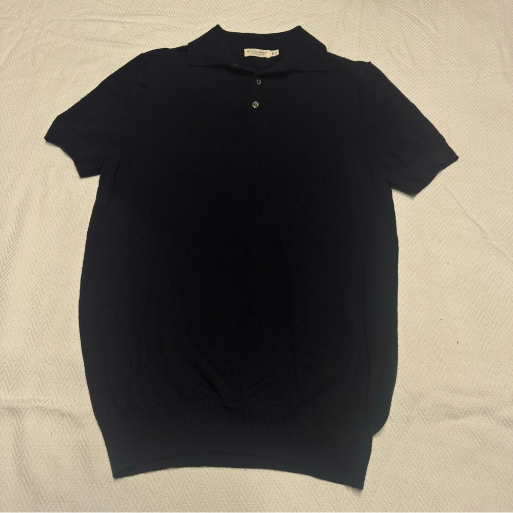 Suitsupply Navy Merino Wool Short Sleeve Knit Polo
